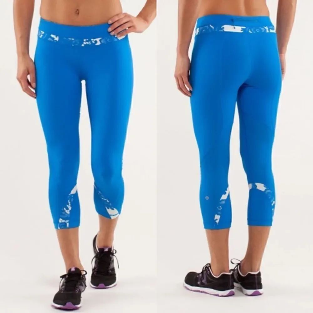 Lululemon Run: Inspire Crop II Beaming Blue/Laceoflage Polar Cream Beaming Blue